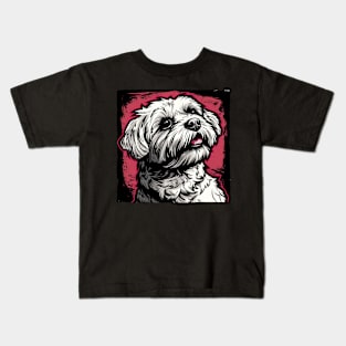 Retro Art Maltese Dog Lover Kids T-Shirt